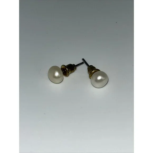 Vintage Lot Of 8 Gold Tone Pierced Earrings w/ Faux Pearls Unbranded - Picture 11 of 12